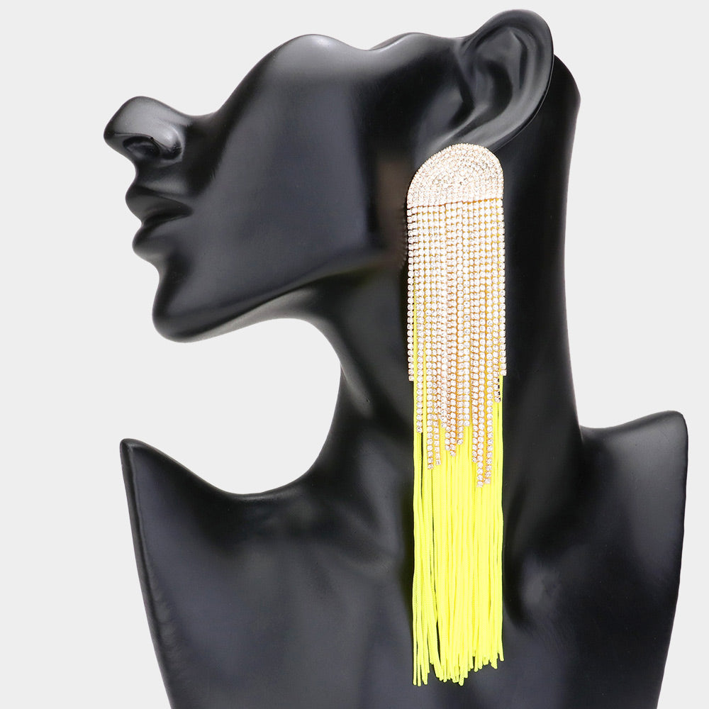 Rhinestone Accented Waterfall Tassel Earrings