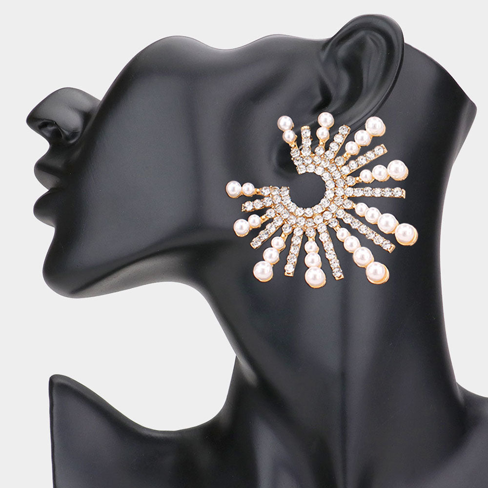 Pearl Accent Starburst Earring