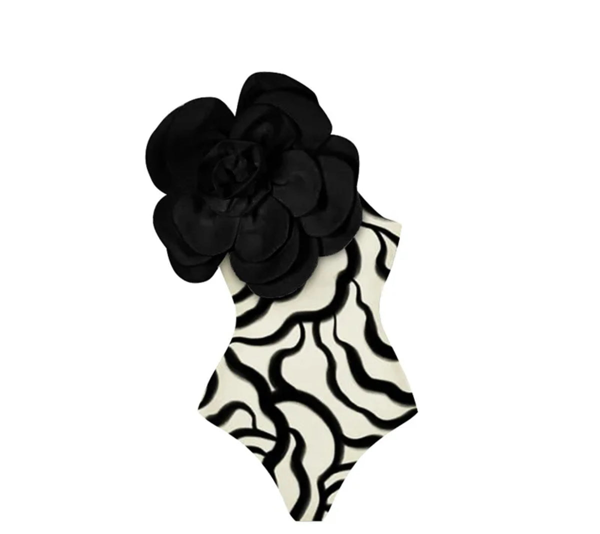 3D Flower Zebra Print Swimwear Set