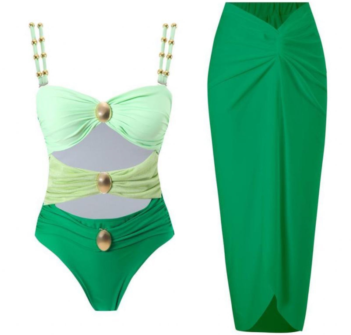 Miami Vice One Piece Swimsuit + Skirt Set