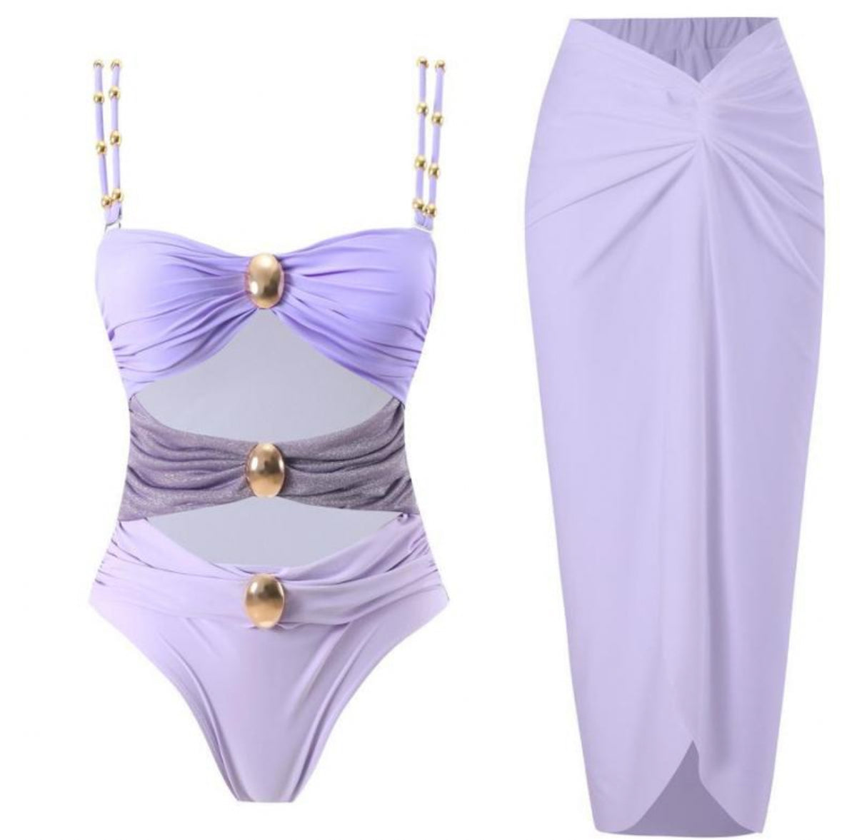 Miami Vice One Piece Swimsuit + Skirt Set