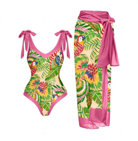 Tropical Paradise Swimsuit + Sarong Set
