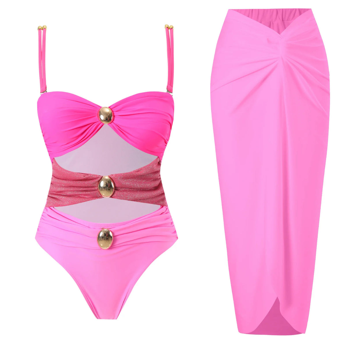 Miami Vice One Piece Swimsuit + Skirt Set