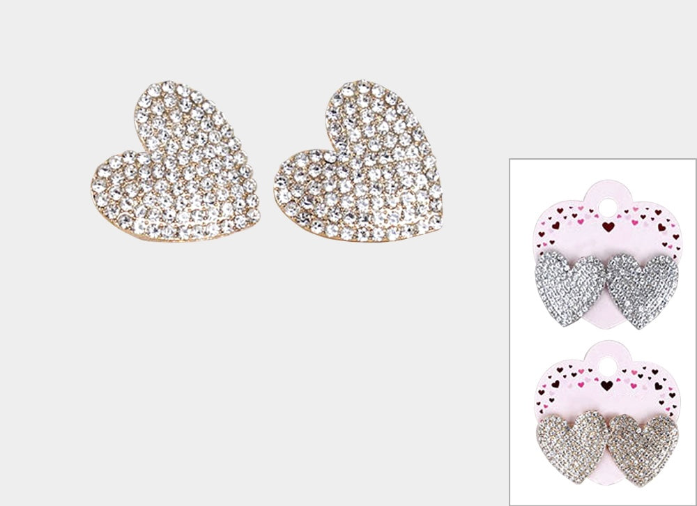 Rhinestone Heart Earrings