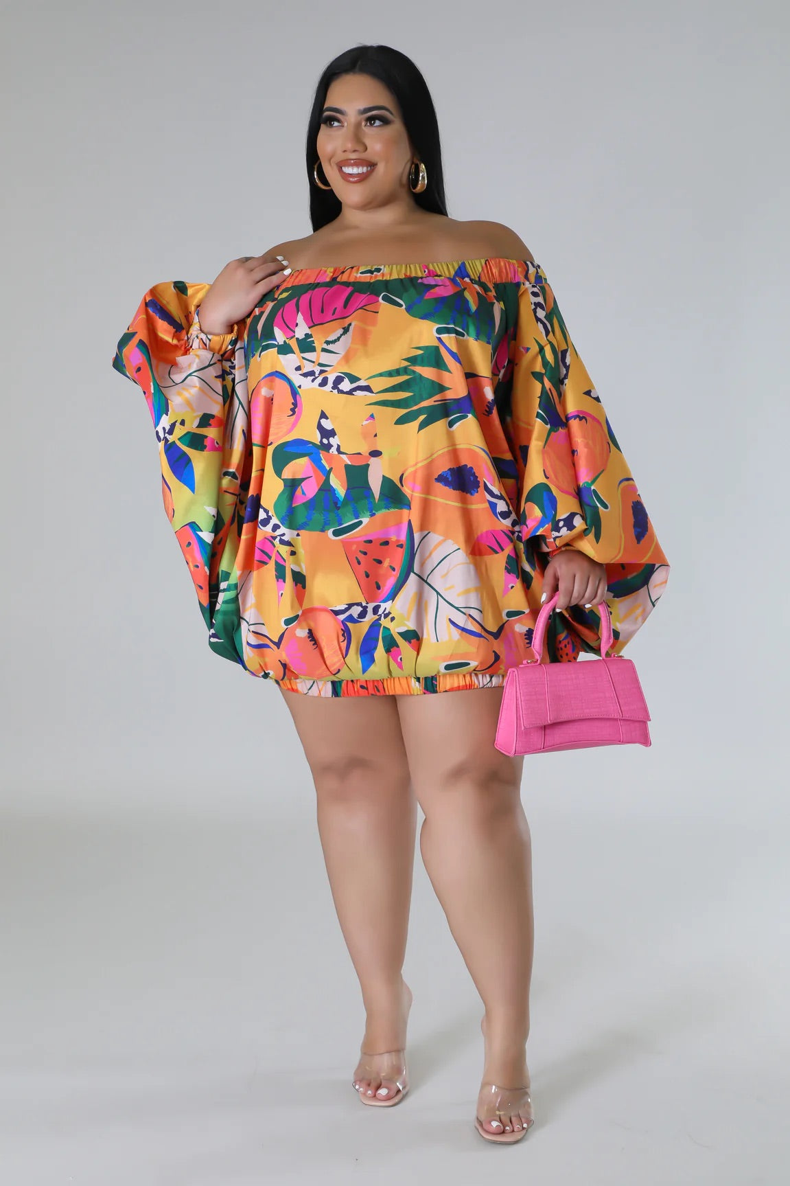 Tropical Island Dress (Orange) Plus Size