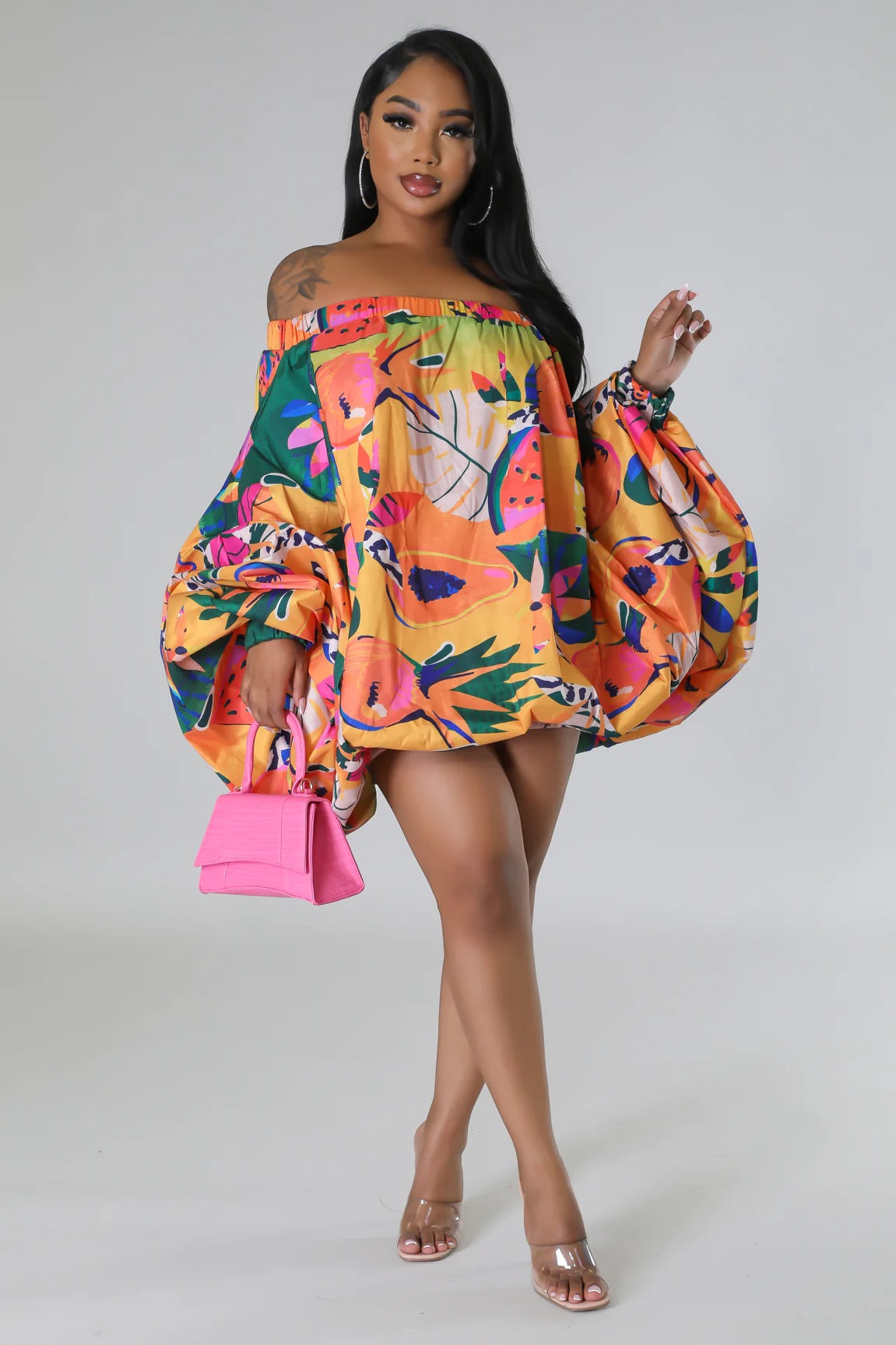 Tropical Island Dress (Orange)