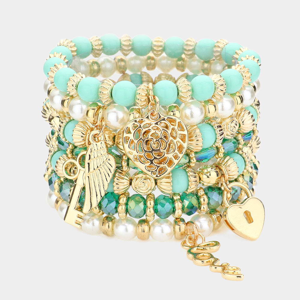 7PC Multi Beaded Bangle Set