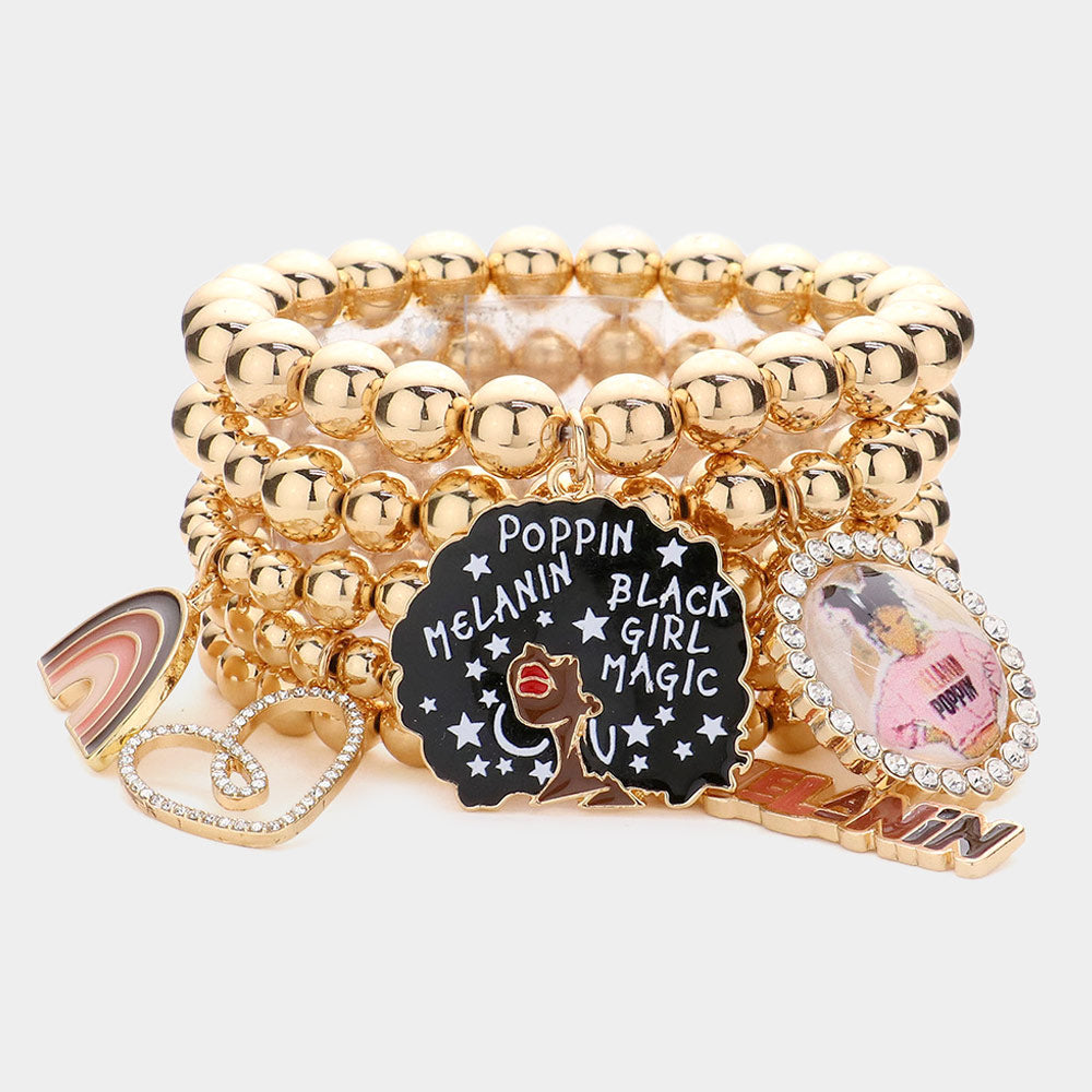 Melanin Popping Beaded 5pc Bracelet Set