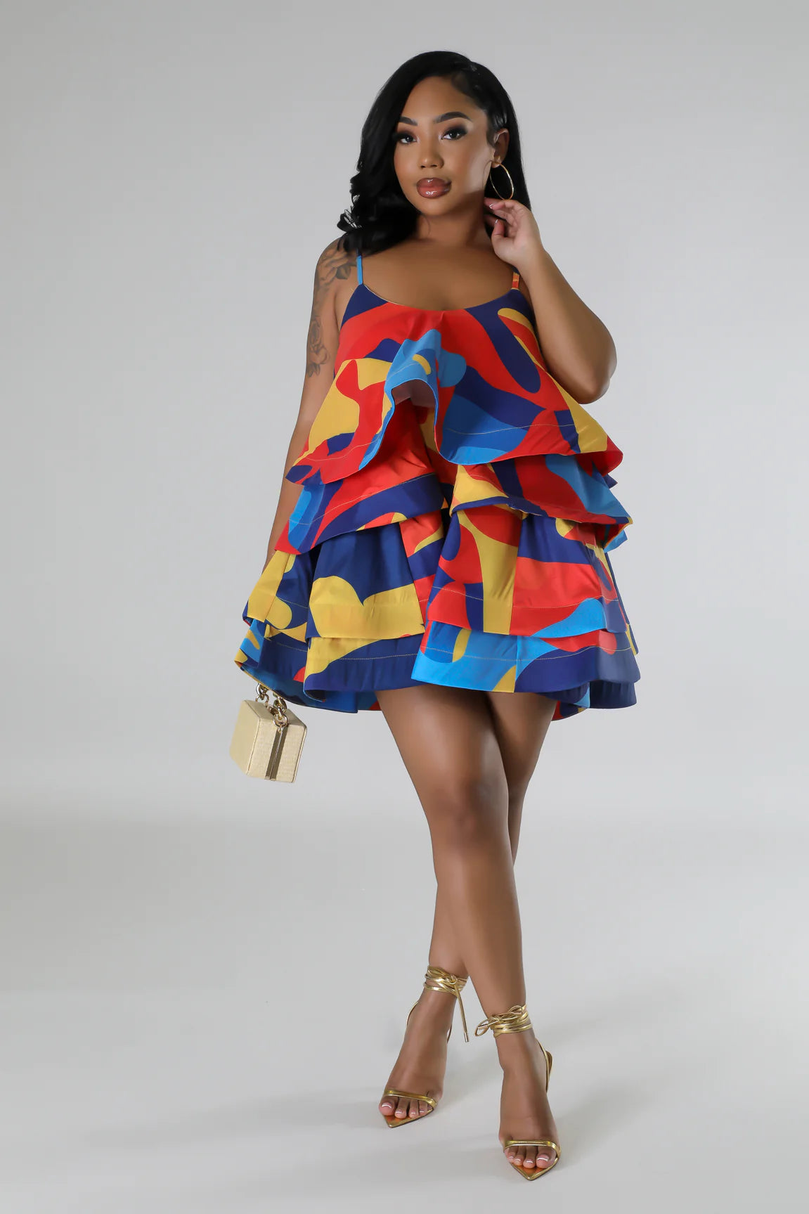 Just Flaunt It Dress (Blue Multi)