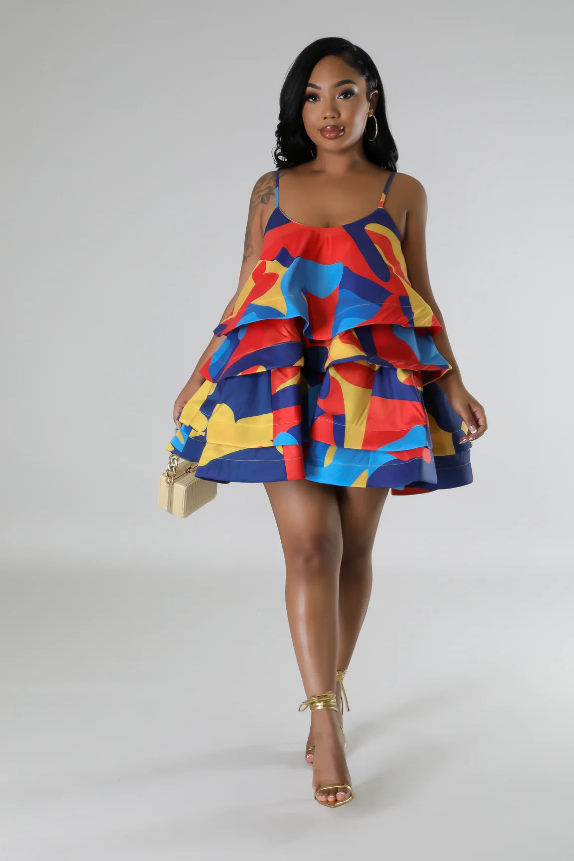 Just Flaunt It Dress (Blue Multi)