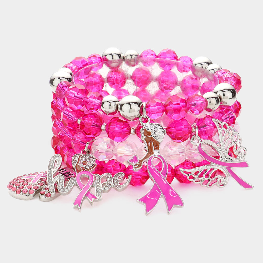 Pink Ribbon Hope Bracelet 4PC Set