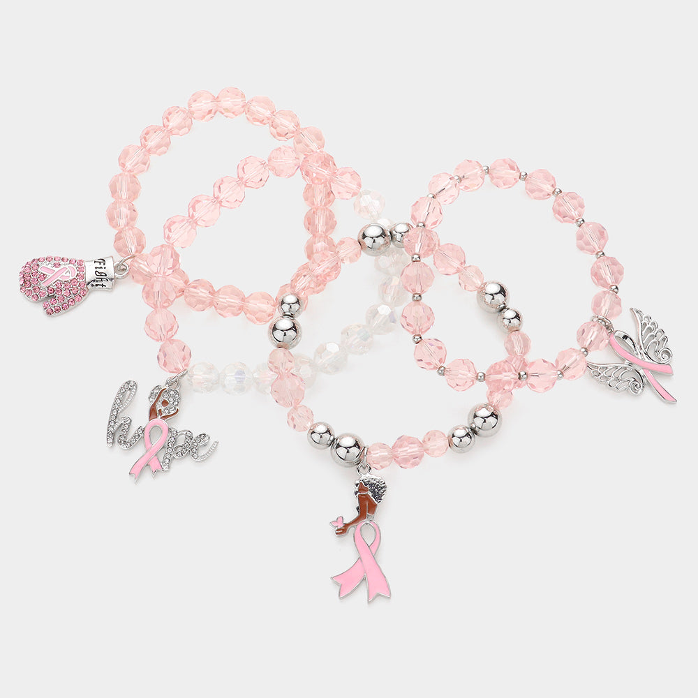 Pink Ribbon Hope Bracelet 4PC Set