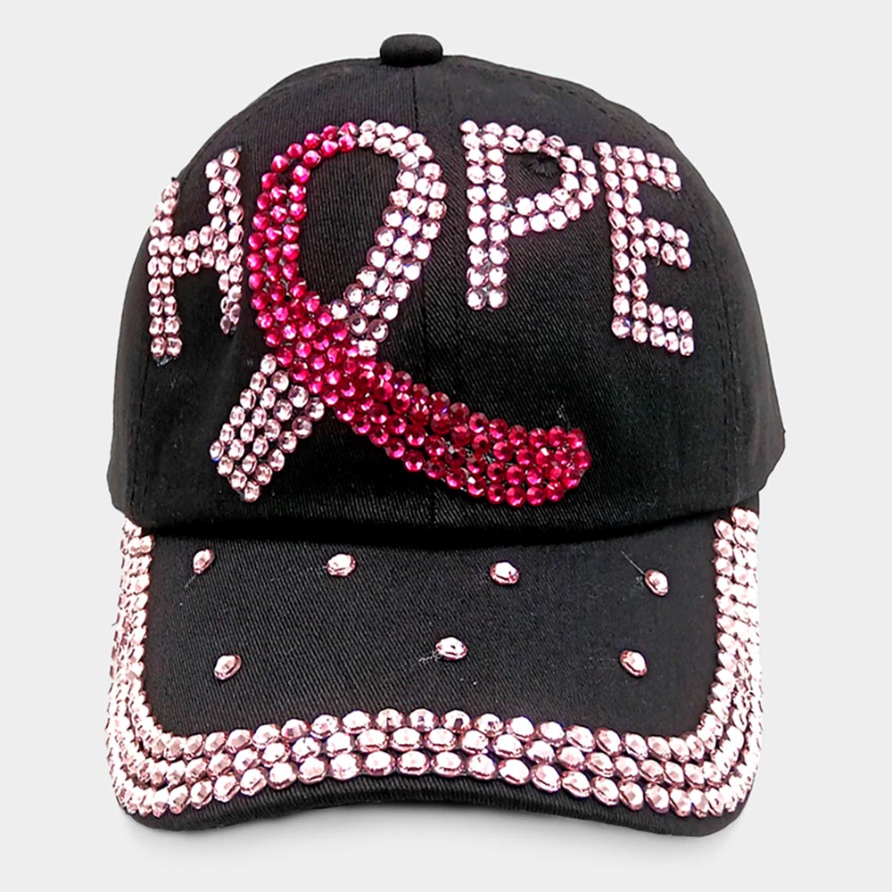 Pink Ribbon Hope Embellished  Denim Hat