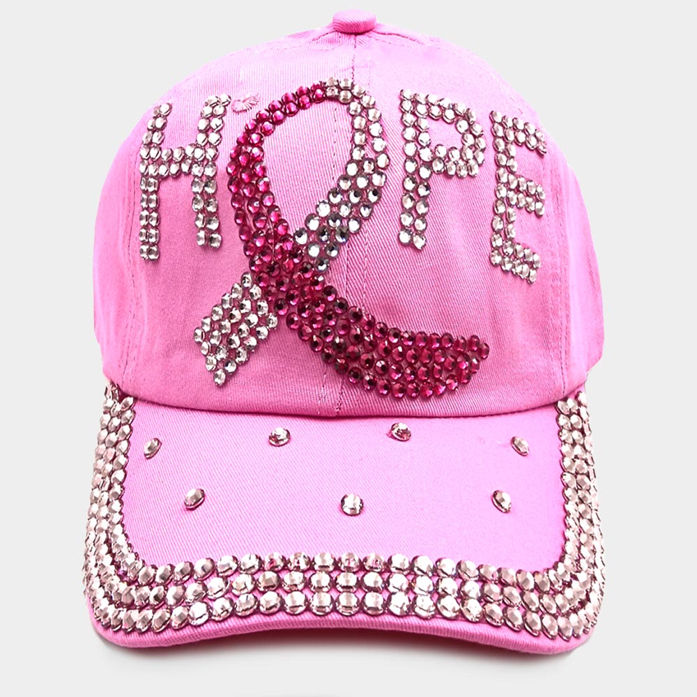 Pink Ribbon Hope Embellished  Denim Hat