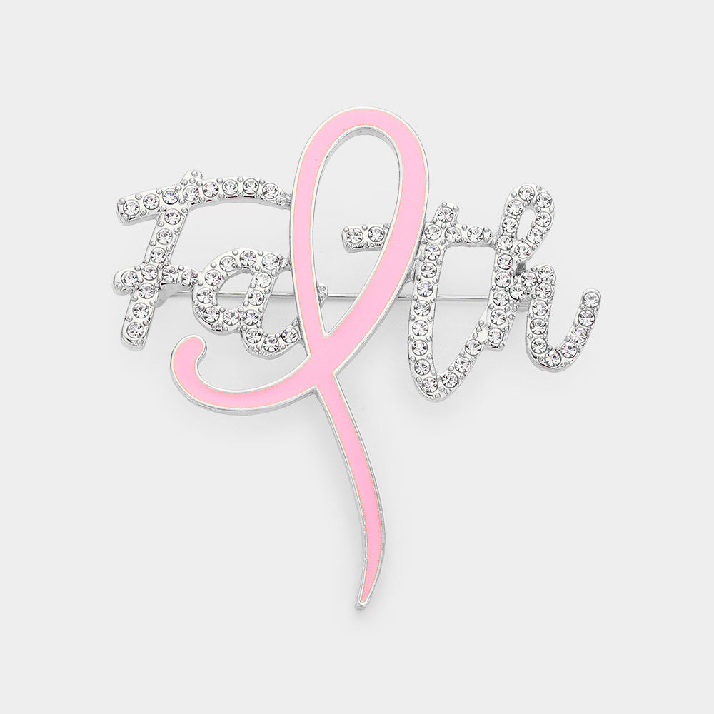 Pink Ribbon Faith Brooch