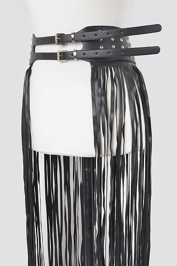 Studded Fringe Belt