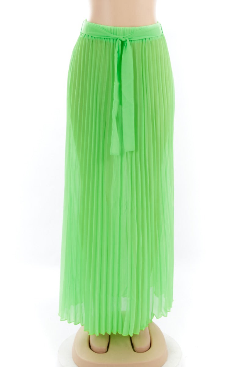 Neon Pleated Maxi Skirt Paparazzi Ready