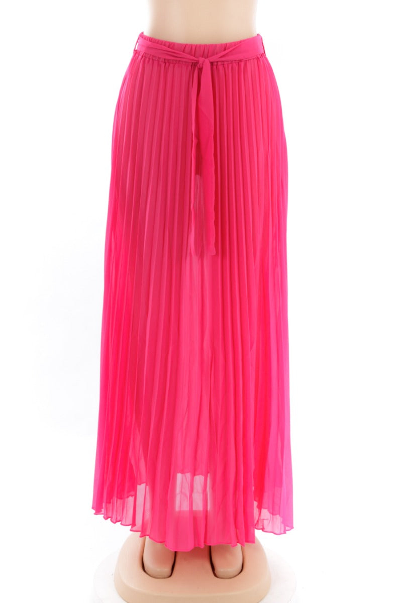 Neon  Pleated Maxi Skirt