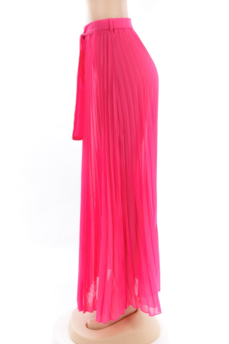 Neon  Pleated Maxi Skirt