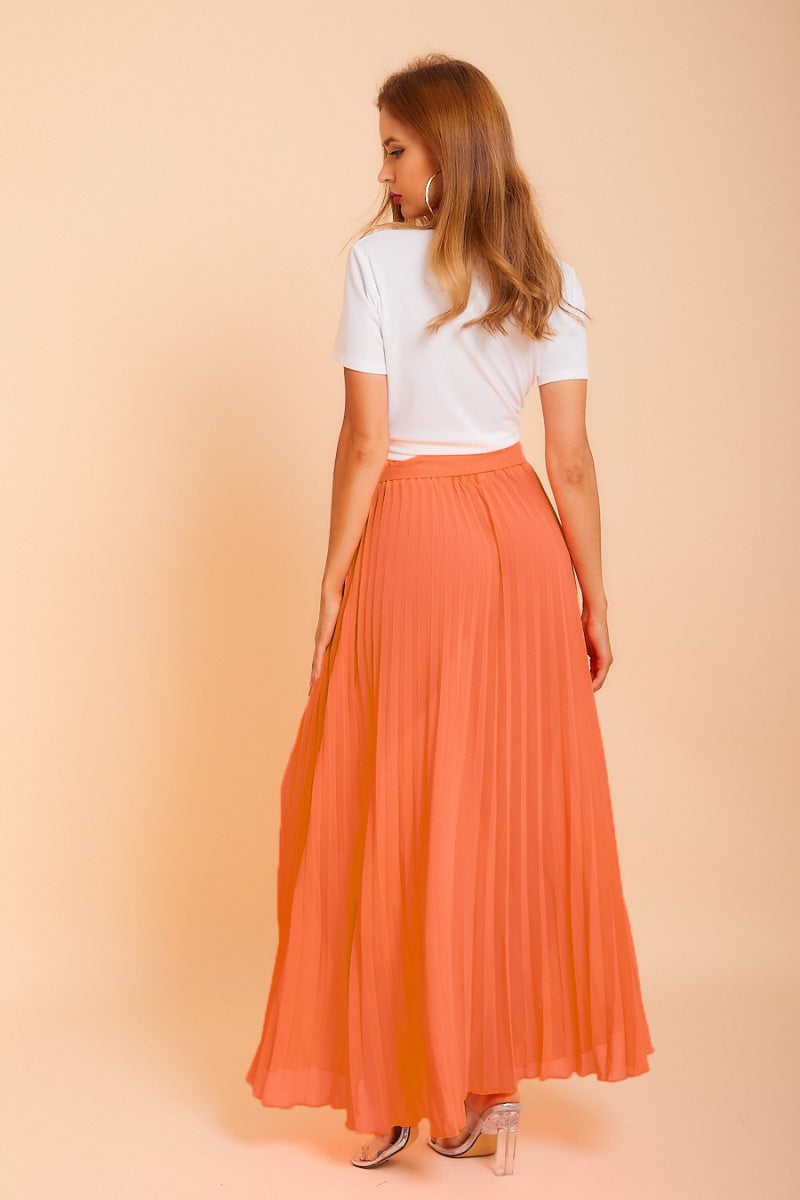 Neon  Pleated Maxi Skirt