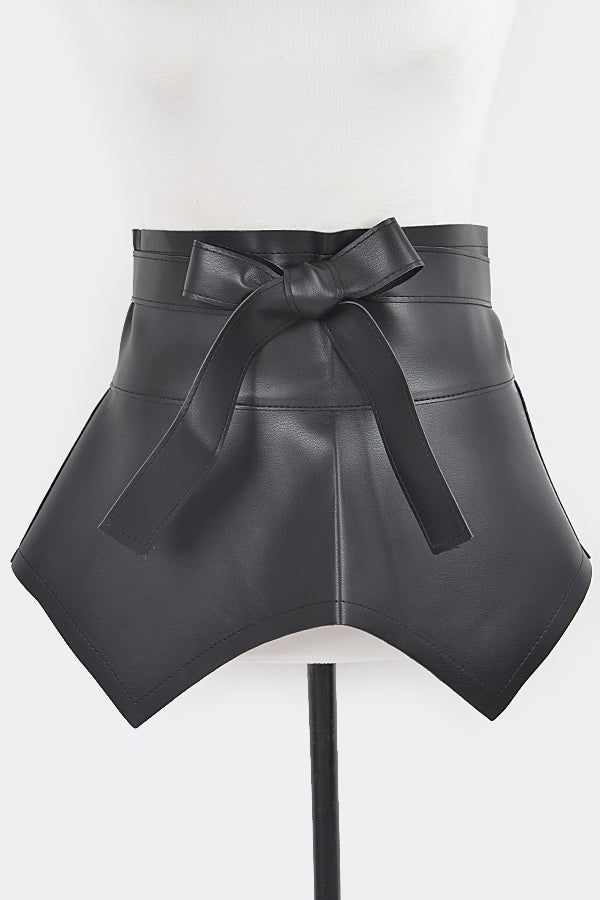 Faux Leather Belt Skirt