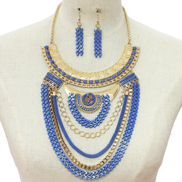 Layered Chain Necklace & Earring Set