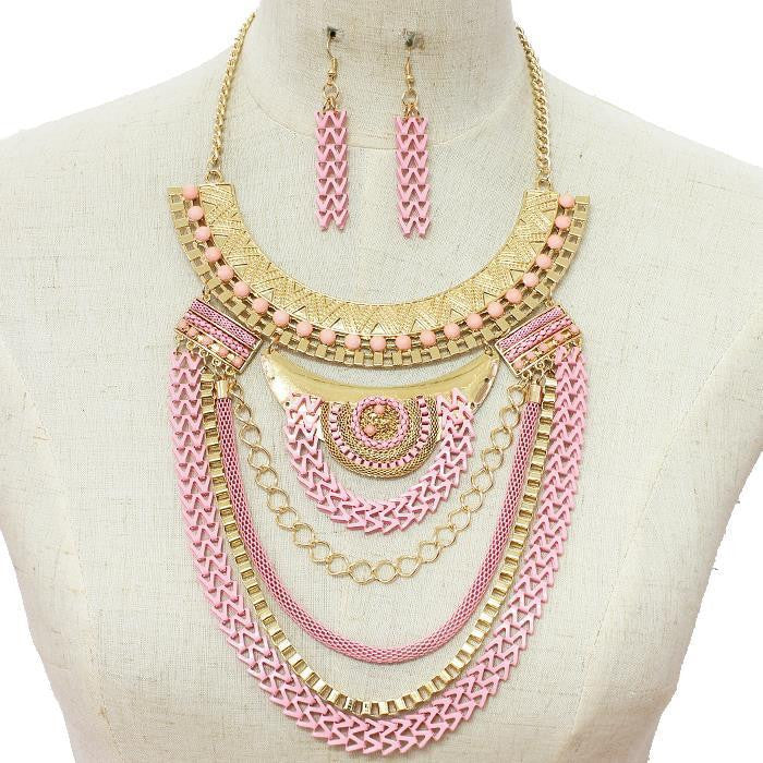 Layered Chain Necklace & Earring Set