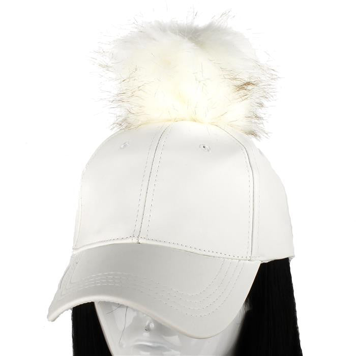 Leather Pom Pom Hat