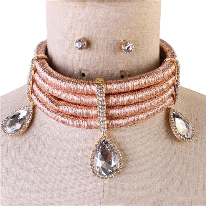 Crystal Cord Necklace Set