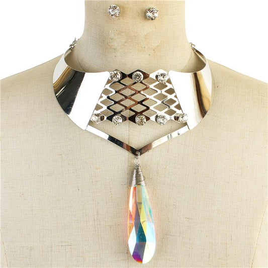 Chunky crystal stone Necklace Set