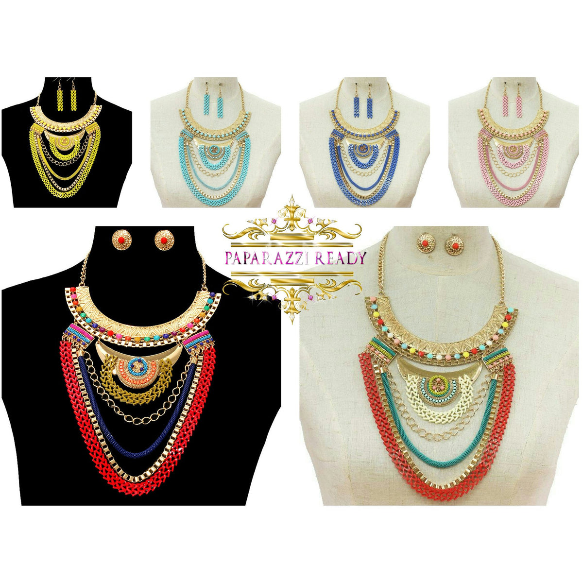 Layered Chain Necklace & Earring Set