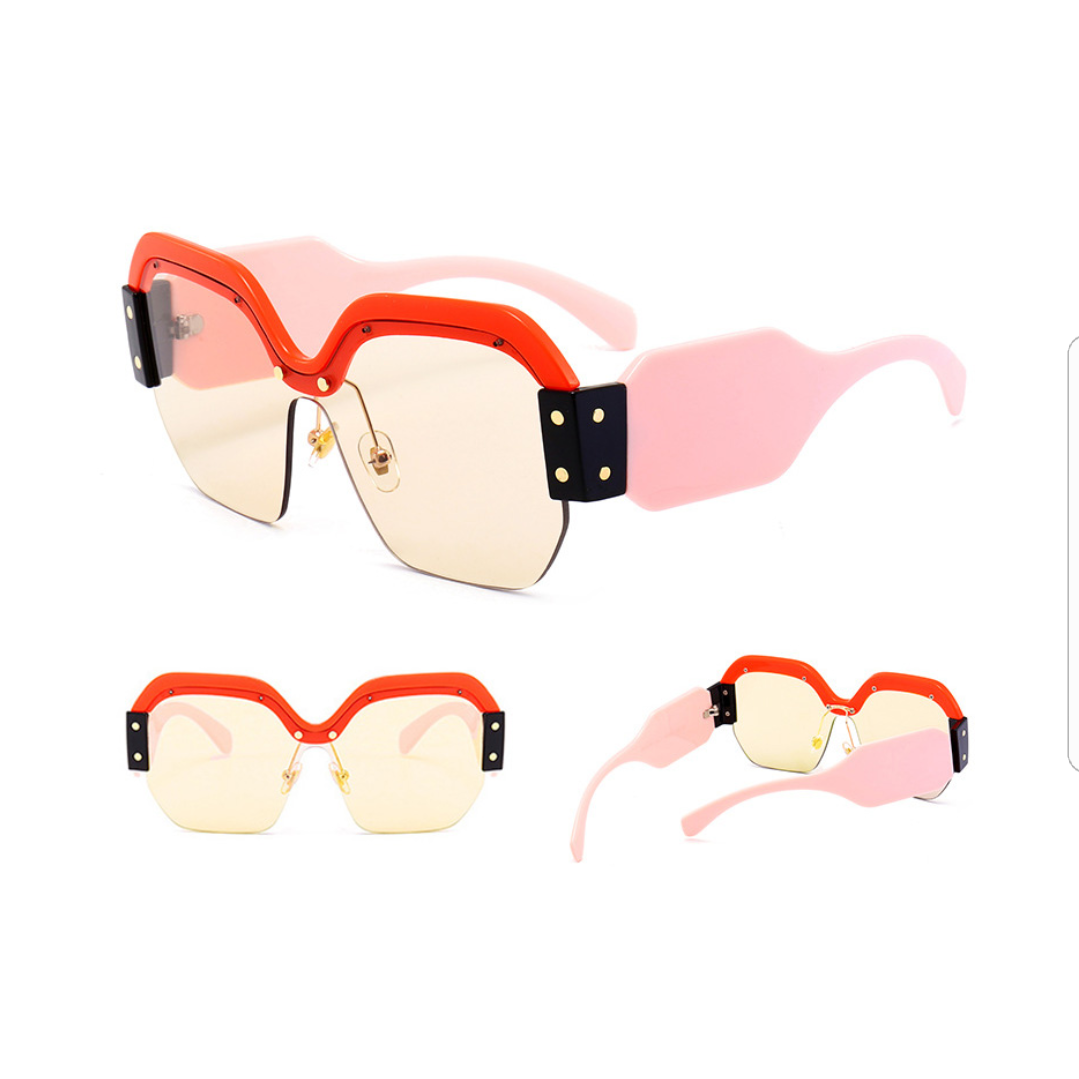 Color Block Semi Rimless Sunglasses