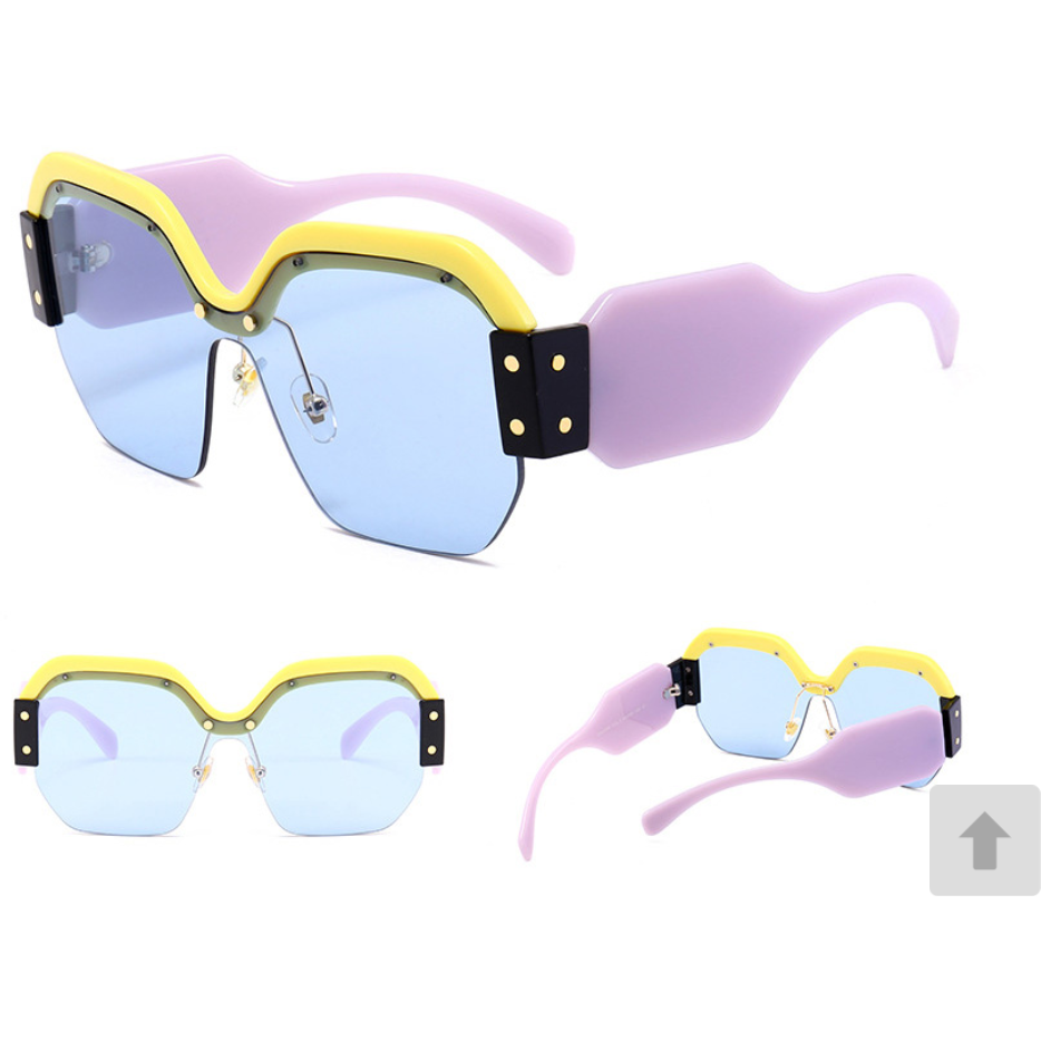 Color Block Semi Rimless Sunglasses