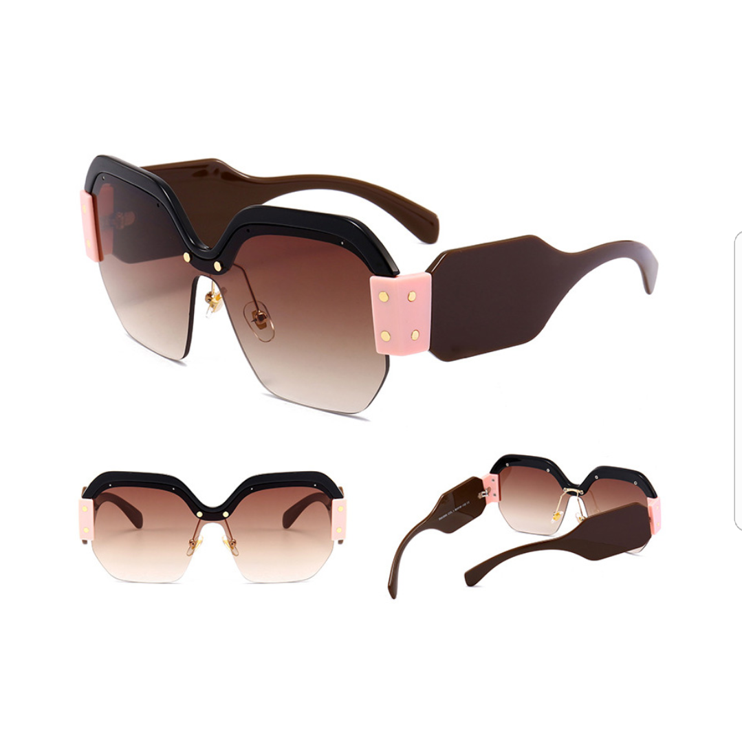 Color Block Semi Rimless Sunglasses