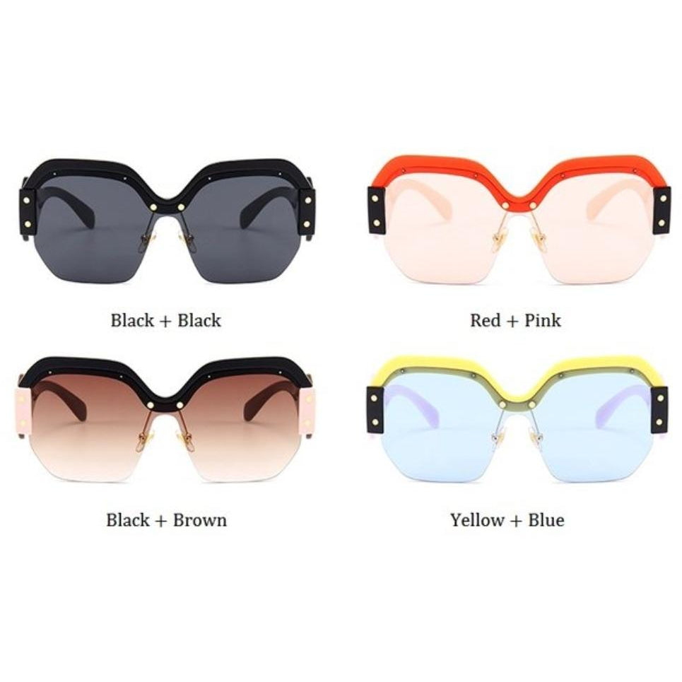 Color Block Semi Rimless Sunglasses