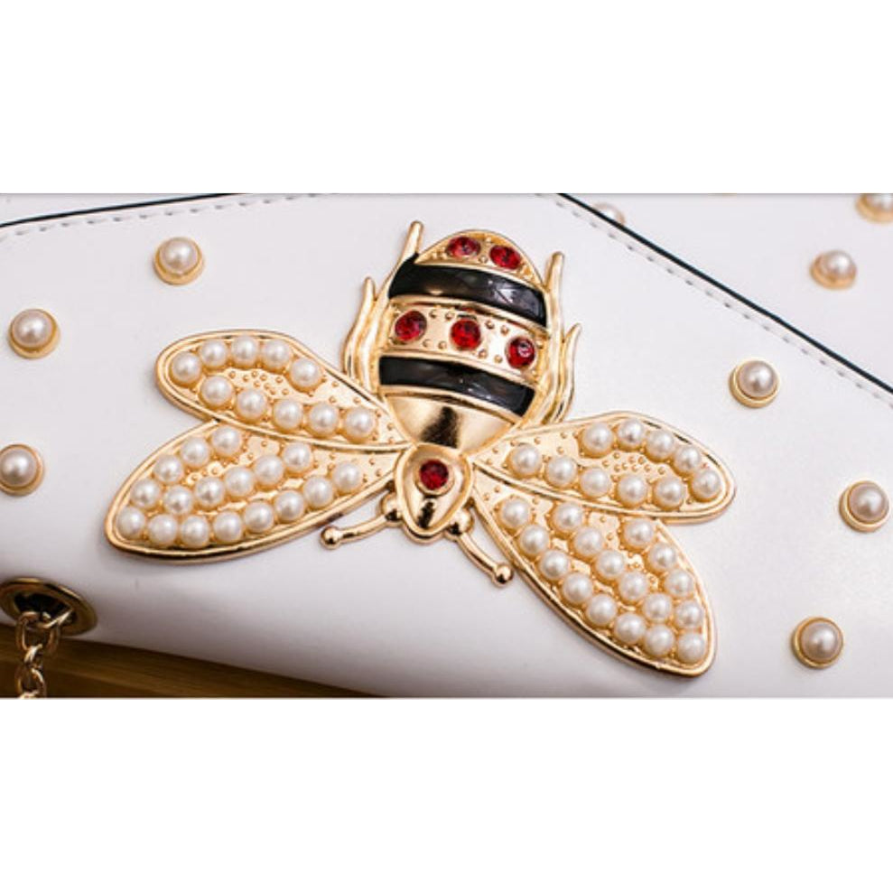 Rhinestone  Pearl Bee Handbag