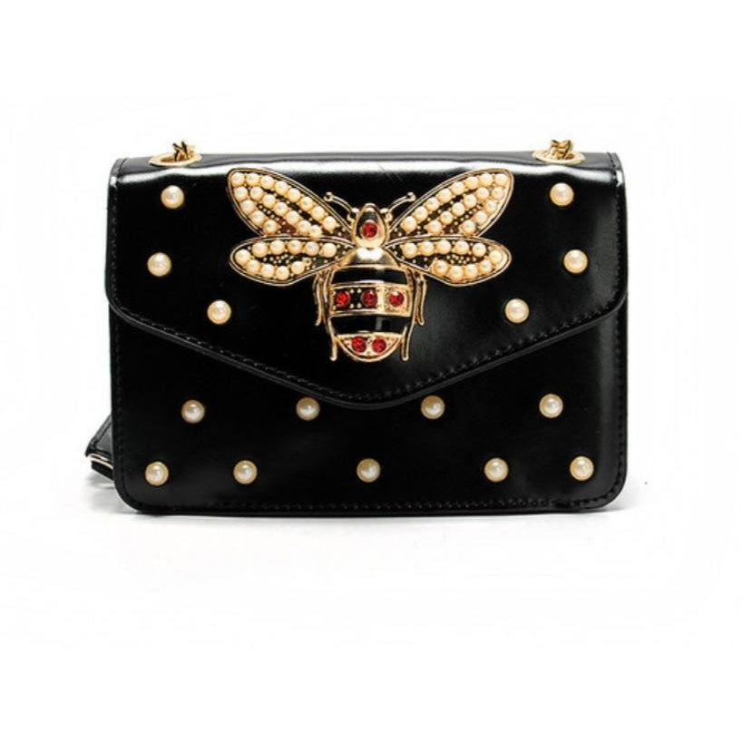 Rhinestone  Pearl Bee Handbag