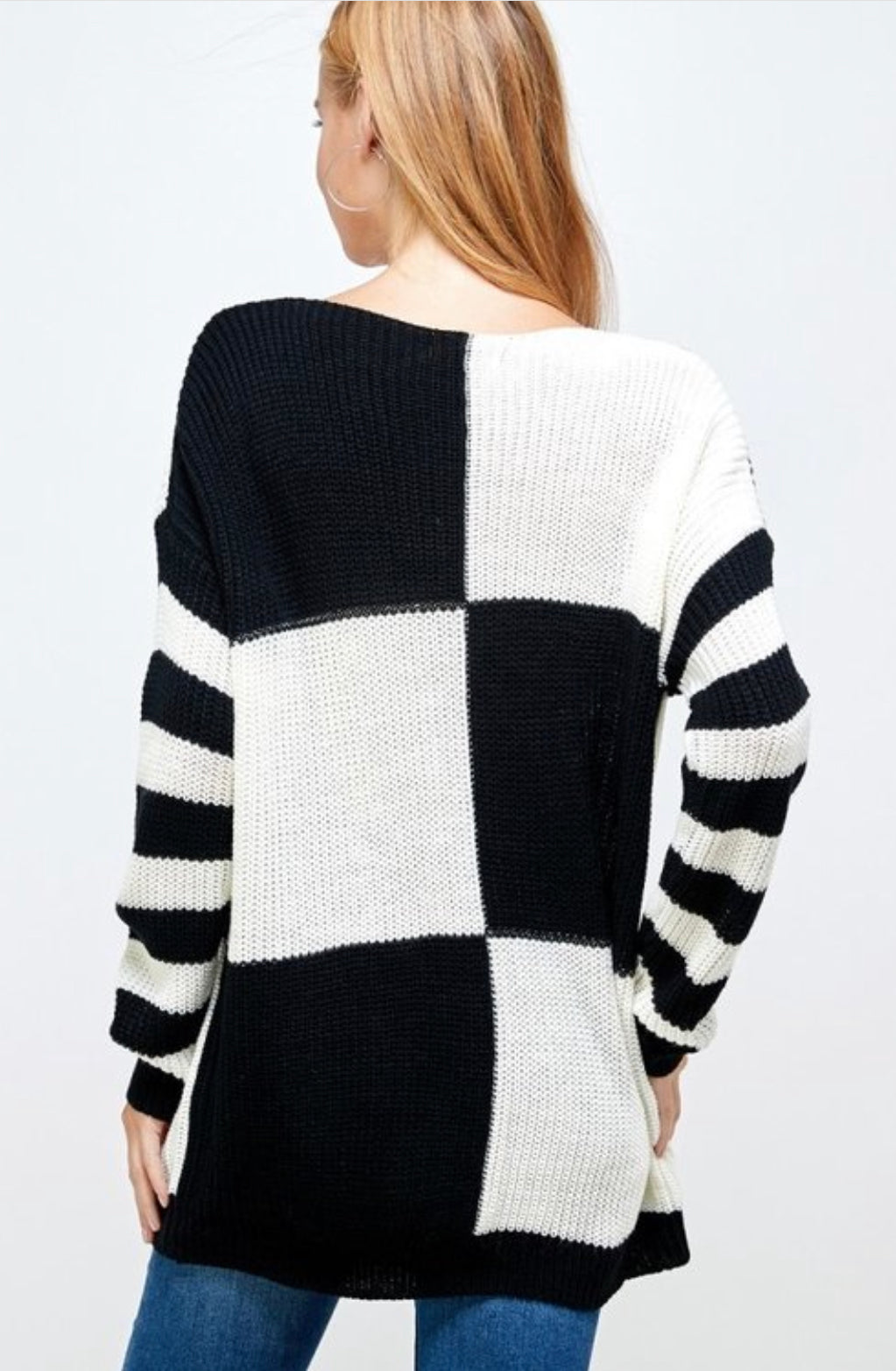 Color Block Sweater(Black & White)