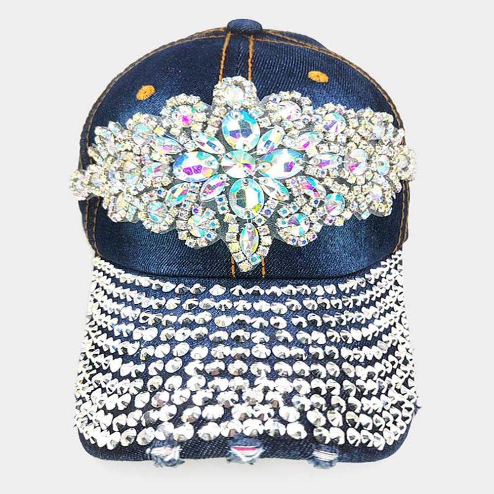 Flower Denim Bling Hat