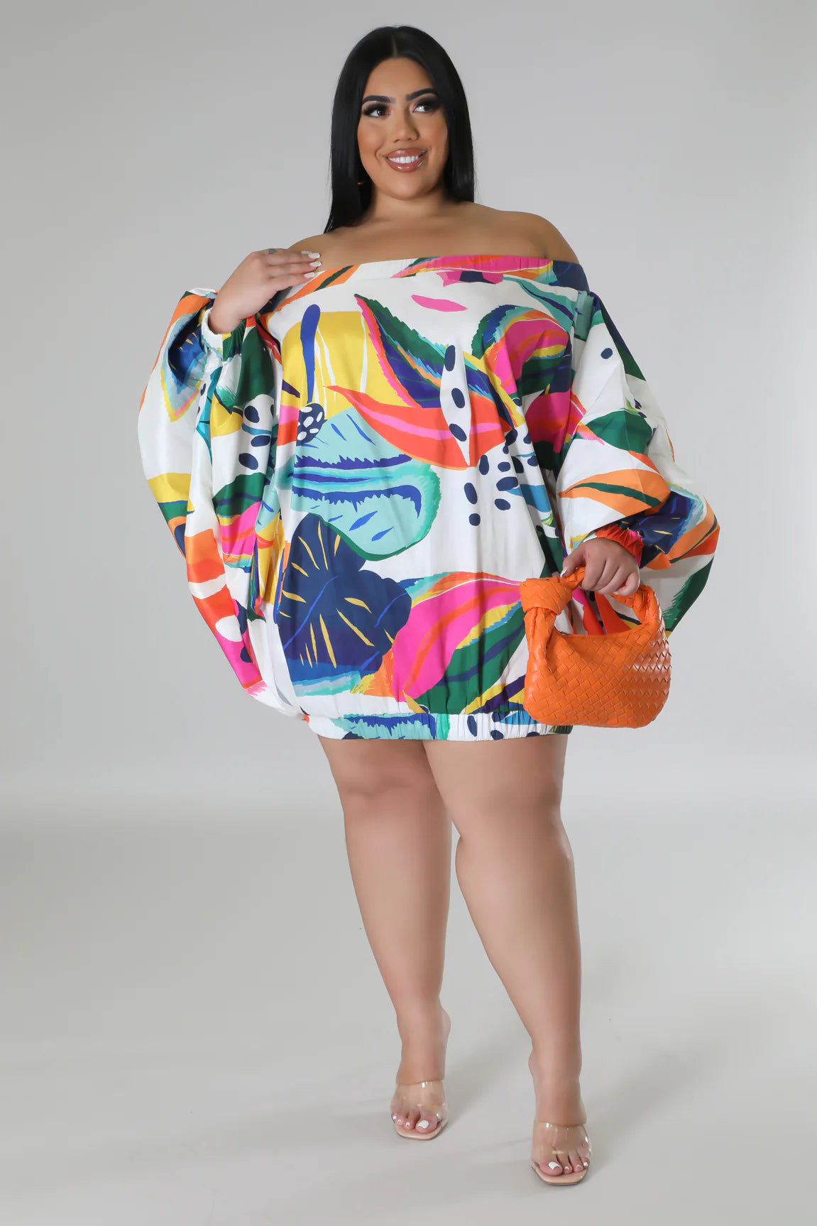 Tropical  Island Dress (White) Plus Size