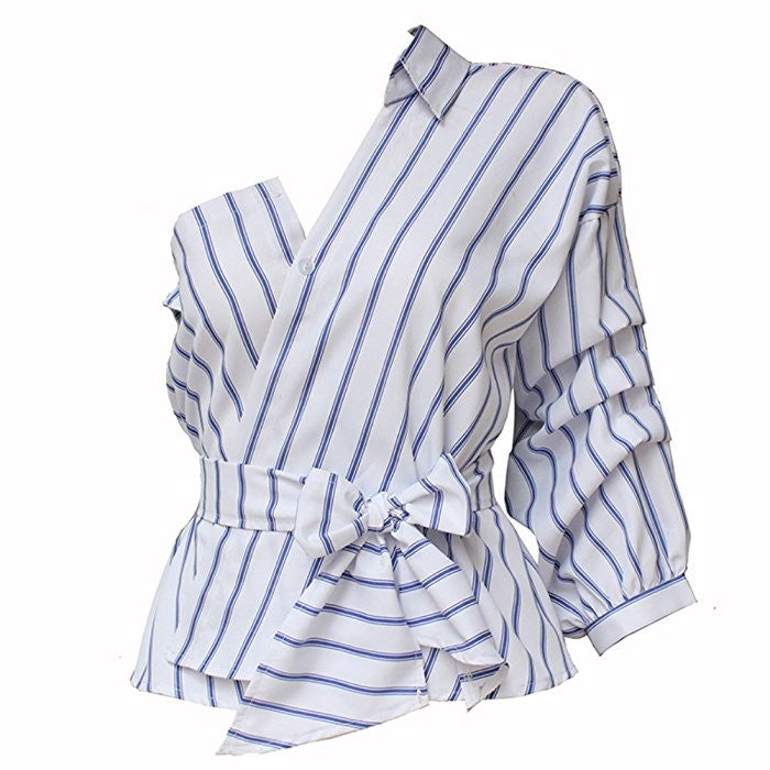 Striped Ruffle Blouse