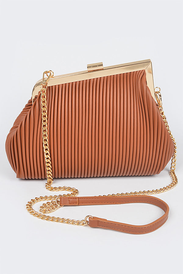 Pleated Faux Leather Clutch