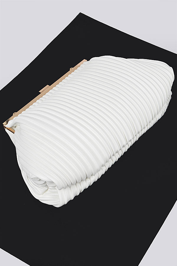 Pleated Faux Leather Clutch