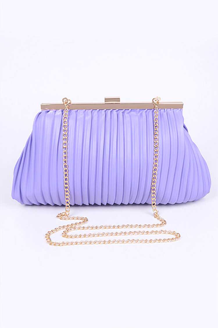 Pleated Faux Leather Clutch