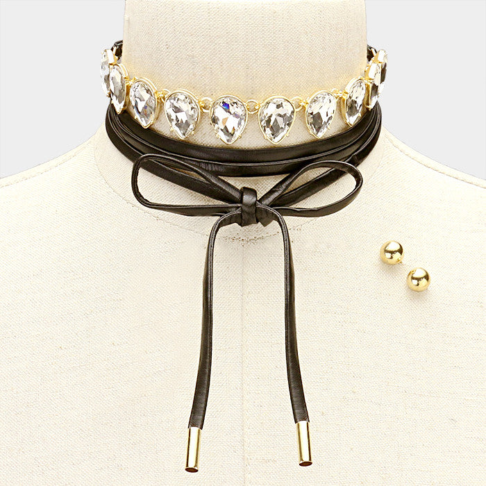 leather tie choker, choker , paparazzi ready