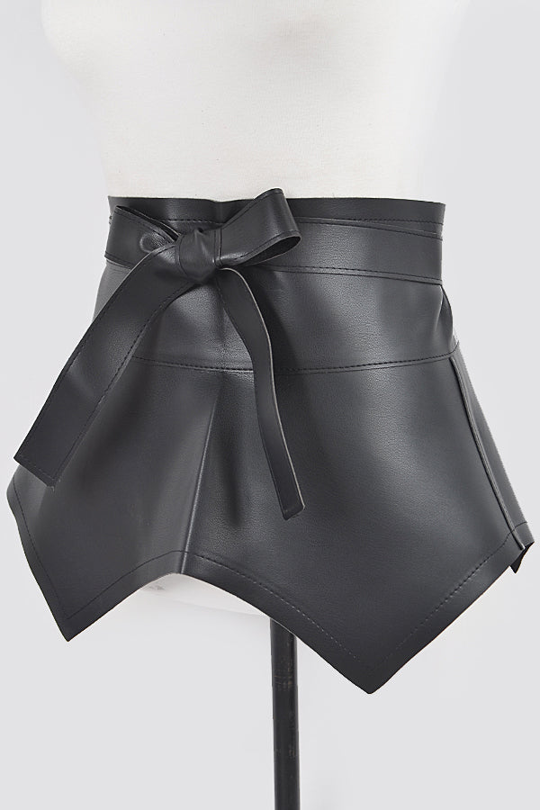 Faux Leather Belt Skirt