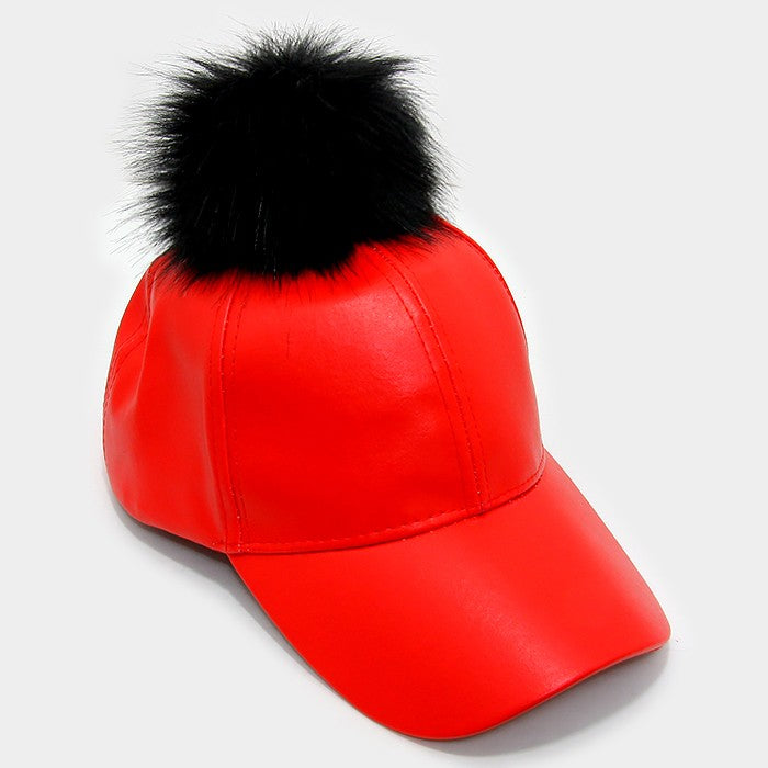 Leather Pom Pom Hat – Paparazzi Ready