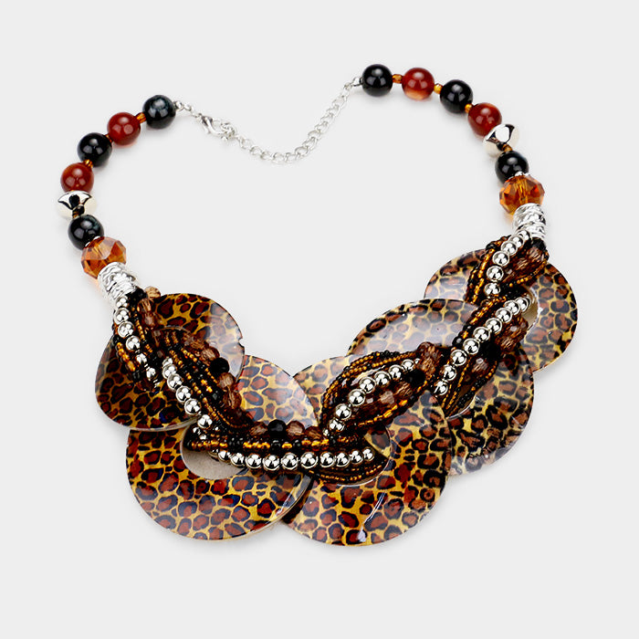 Leopard twisted beaded Necklace Set