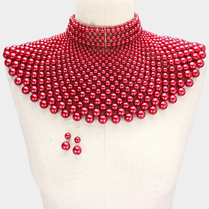 Queen Of Pearls Armor Choker  Necklace Set