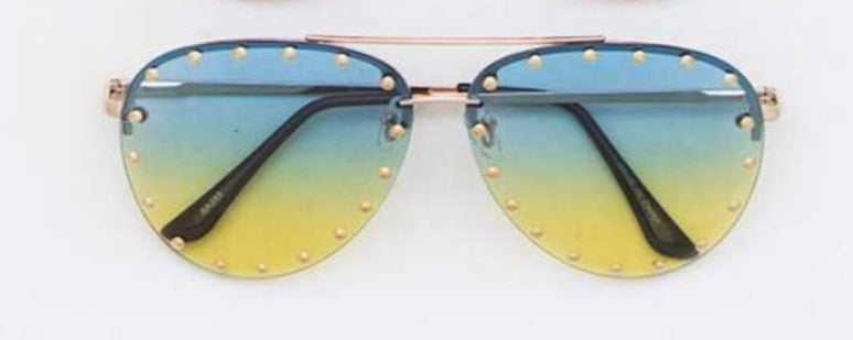 Ombre Studded Aviator Sunglasses